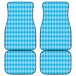 Blue Harlequin Pattern Print Front and Back Car Floor Mats