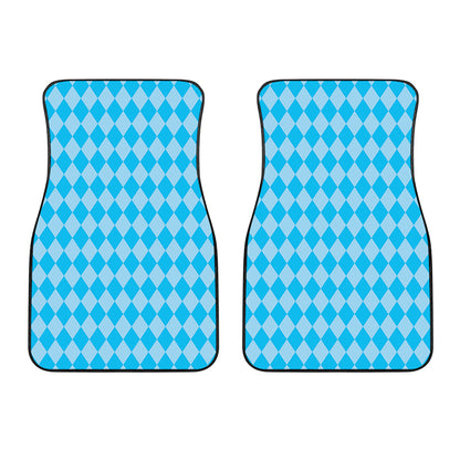 Blue Harlequin Pattern Print Front Car Floor Mats