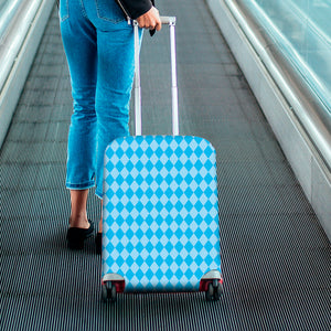 Blue Harlequin Pattern Print Luggage Cover