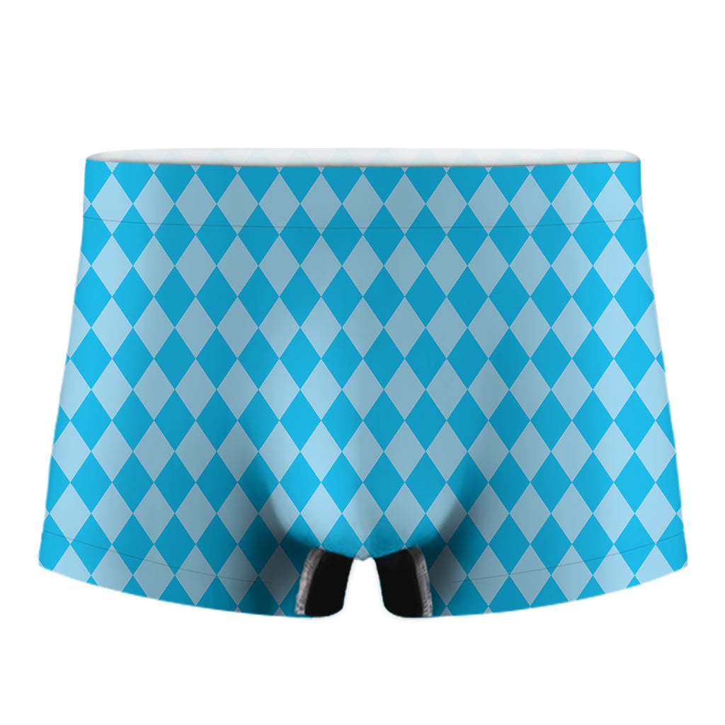 Blue Harlequin Pattern Print Men's Boxer Briefs