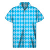 Blue Harlequin Pattern Print Men's Short Sleeve Shirt