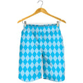 Blue Harlequin Pattern Print Men's Shorts
