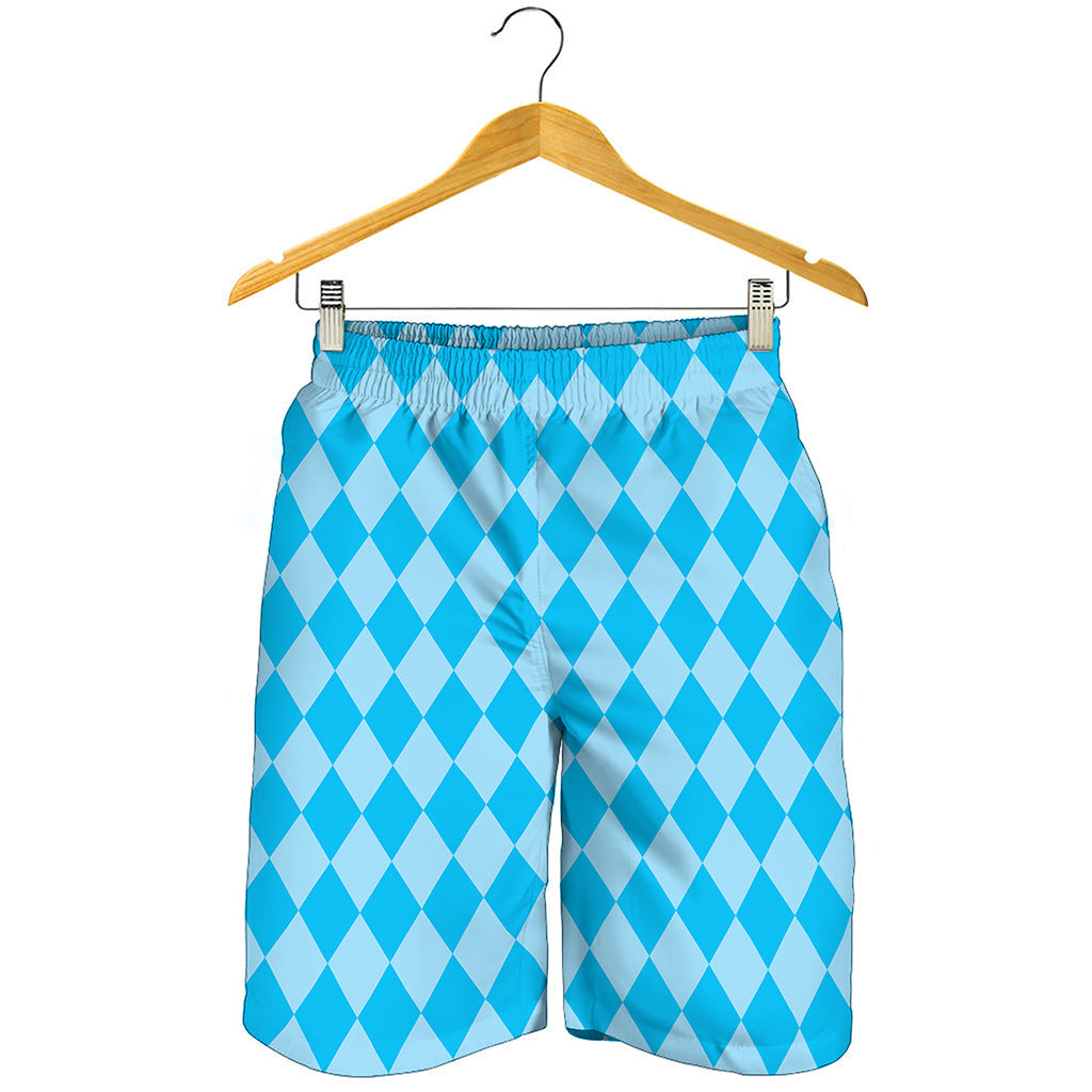 Blue Harlequin Pattern Print Men's Shorts