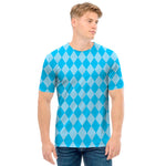 Blue Harlequin Pattern Print Men's T-Shirt
