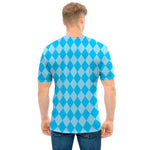 Blue Harlequin Pattern Print Men's T-Shirt