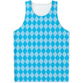 Blue Harlequin Pattern Print Men's Tank Top
