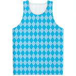 Blue Harlequin Pattern Print Men's Tank Top