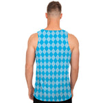 Blue Harlequin Pattern Print Men's Tank Top
