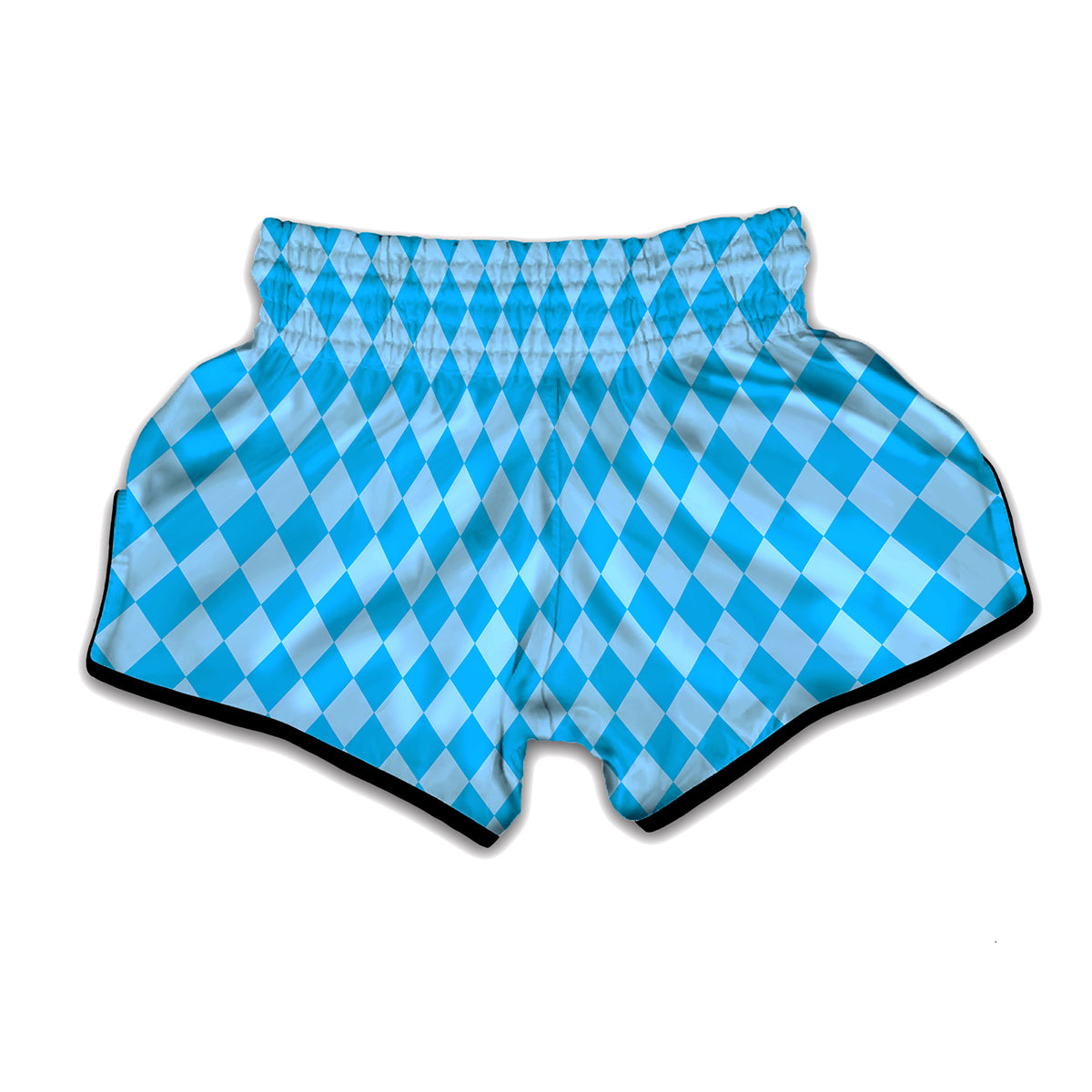 Blue Harlequin Pattern Print Muay Thai Boxing Shorts