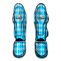 Blue Harlequin Pattern Print Muay Thai Shin Guards
