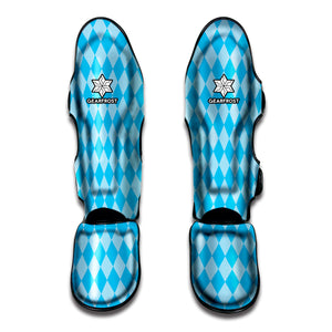 Blue Harlequin Pattern Print Muay Thai Shin Guard