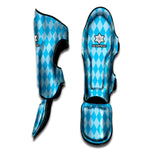 Blue Harlequin Pattern Print Muay Thai Shin Guard