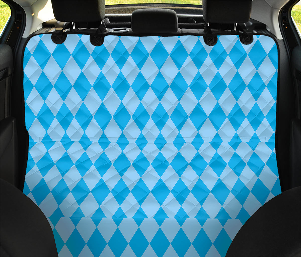 Blue Harlequin Pattern Print Pet Car Back Seat Cover