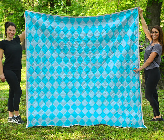 Blue Harlequin Pattern Print Quilt