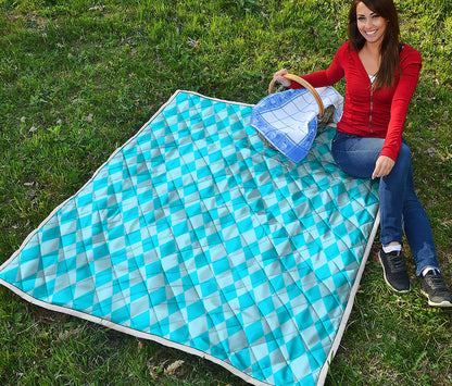 Blue Harlequin Pattern Print Quilt