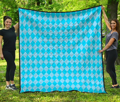 Blue Harlequin Pattern Print Quilt