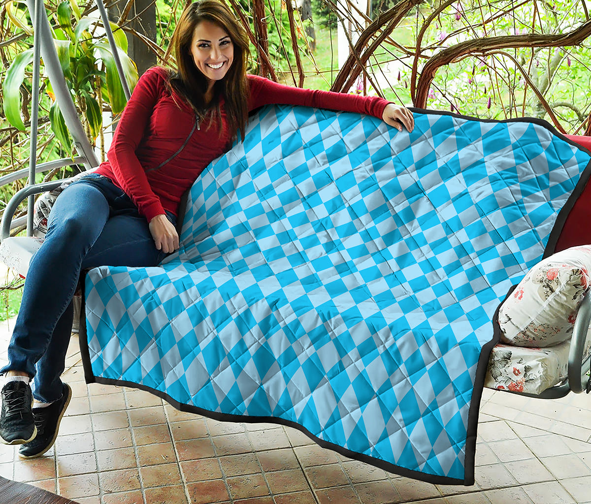 Blue Harlequin Pattern Print Quilt