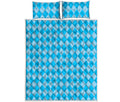 Blue Harlequin Pattern Print Quilt Bed Set