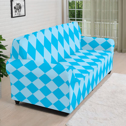 Blue Harlequin Pattern Print Sofa Cover
