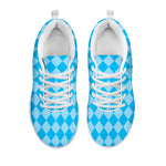 Blue Harlequin Pattern Print White Sneakers
