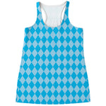 Blue Harlequin Pattern Print Women's Racerback Tank Top