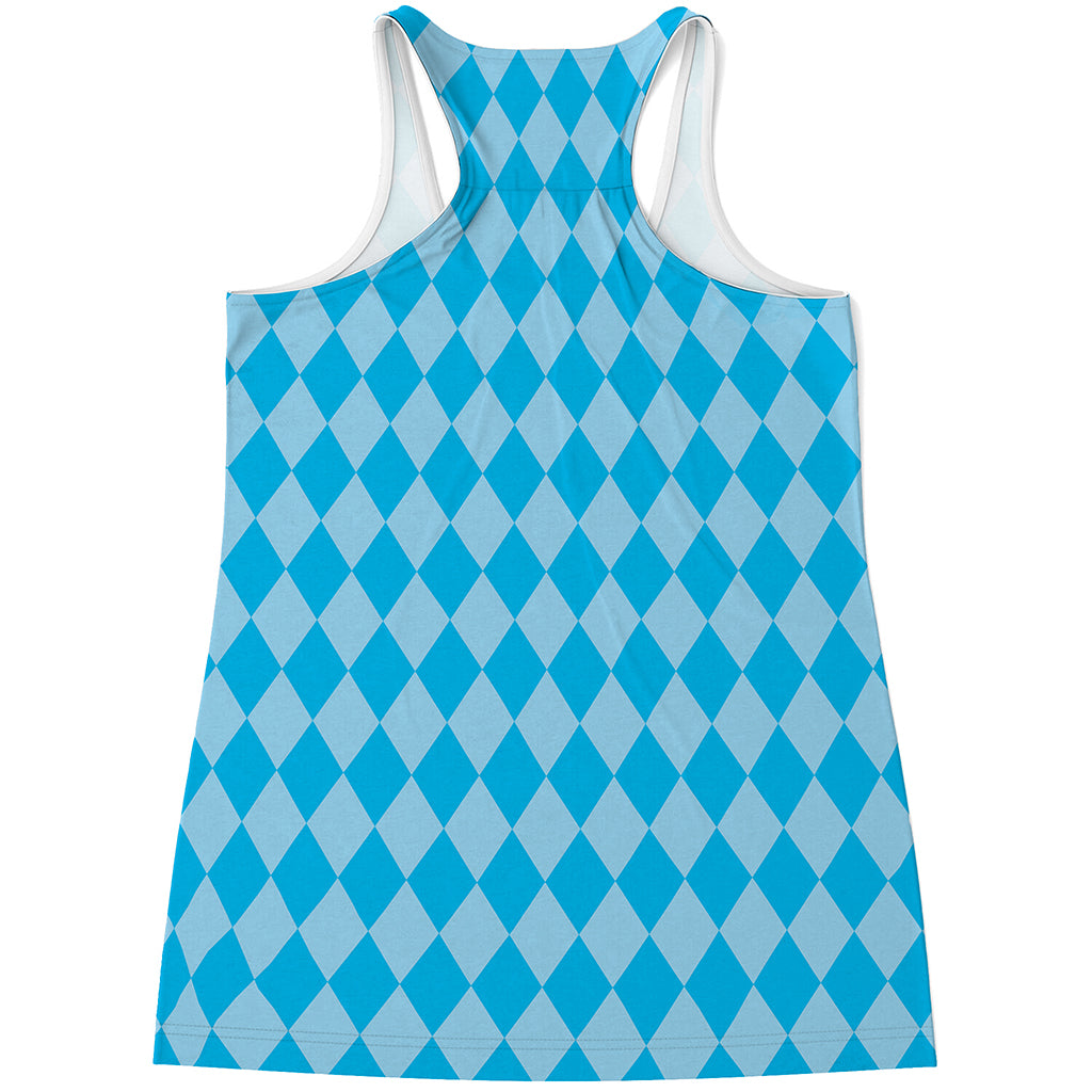 Blue Harlequin Pattern Print Women's Racerback Tank Top