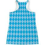 Blue Harlequin Pattern Print Women's Racerback Tank Top
