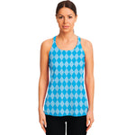 Blue Harlequin Pattern Print Women's Racerback Tank Top