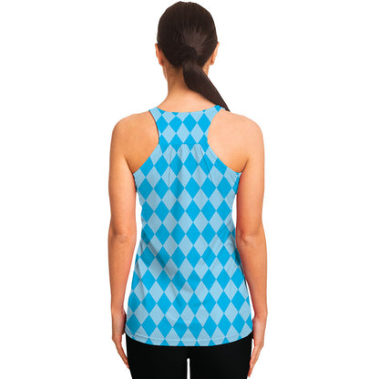 Blue Harlequin Pattern Print Women's Racerback Tank Top