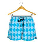 Blue Harlequin Pattern Print Women's Shorts