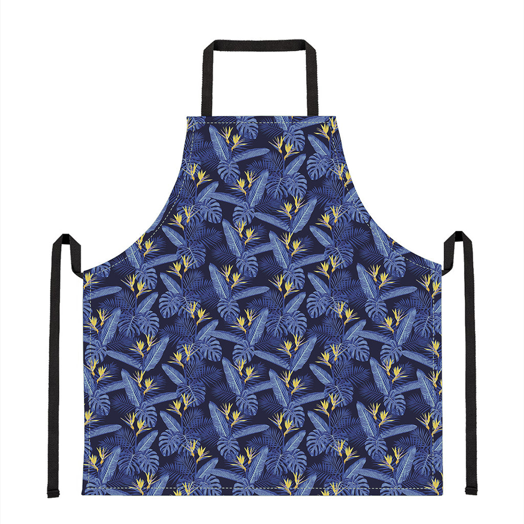 Blue Hawaiian Tropical Pattern Print Apron