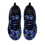 Blue Hawaiian Tropical Pattern Print Black Sneakers