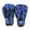 Blue Hawaiian Tropical Pattern Print Boxing Gloves