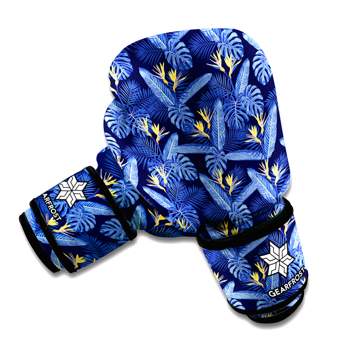 Blue Hawaiian Tropical Pattern Print Boxing Gloves