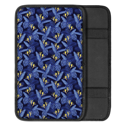 Blue Hawaiian Tropical Pattern Print Car Center Console Cover
