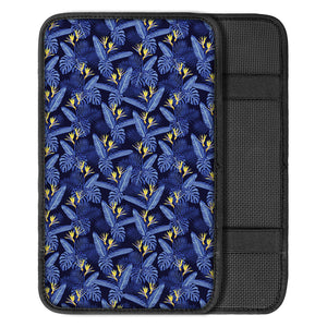 Blue Hawaiian Tropical Pattern Print Car Center Console Cover