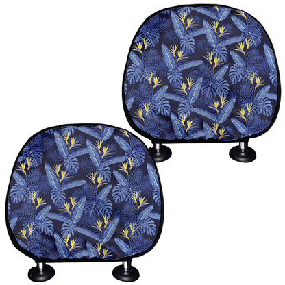Blue Hawaiian Tropical Pattern Print Car Headrest Covers