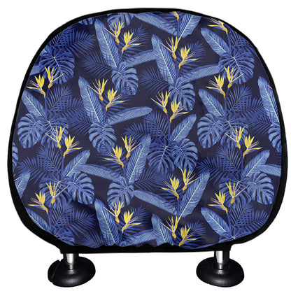 Blue Hawaiian Tropical Pattern Print Car Headrest Covers