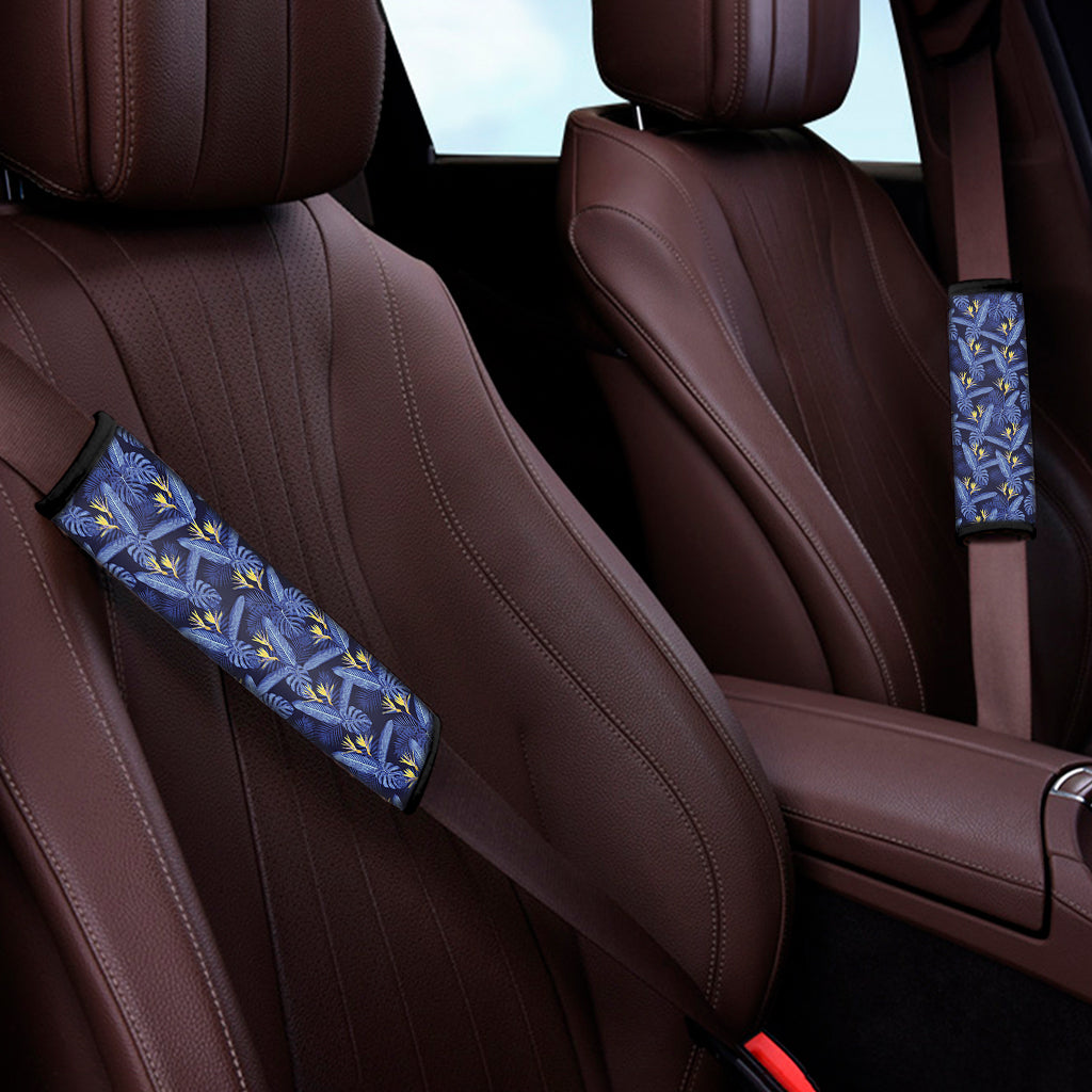 Blue Hawaiian Tropical Pattern Print Car Seat Belt Covers