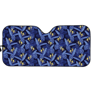 Blue Hawaiian Tropical Pattern Print Car Sun Shade