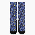 Blue Hawaiian Tropical Pattern Print Crew Socks