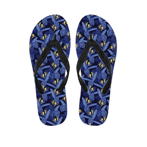 Blue Hawaiian Tropical Pattern Print Flip Flops