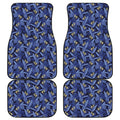 Blue Hawaiian Tropical Pattern Print Front and Back Car Floor Mats