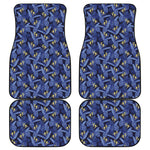 Blue Hawaiian Tropical Pattern Print Front and Back Car Floor Mats