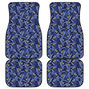 Blue Hawaiian Tropical Pattern Print Front and Back Car Floor Mats