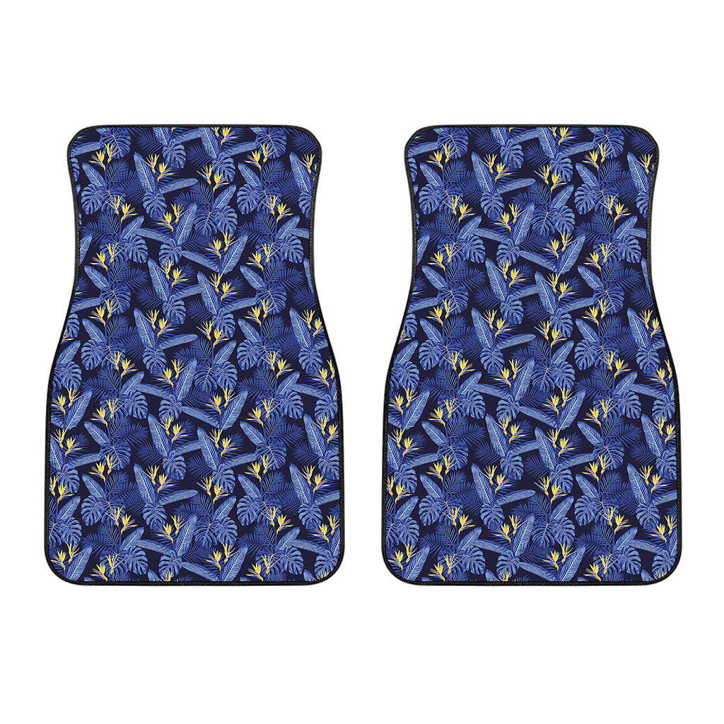 Blue Hawaiian Tropical Pattern Print Front Car Floor Mats