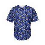 Blue Hawaiian Tropical Pattern Print Men's Baseball Jersey