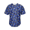 Blue Hawaiian Tropical Pattern Print Men's Baseball Jersey