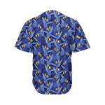 Blue Hawaiian Tropical Pattern Print Men's Baseball Jersey