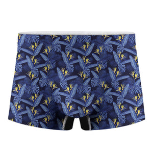 Blue Hawaiian Tropical Pattern Print Men's Boxer Briefs